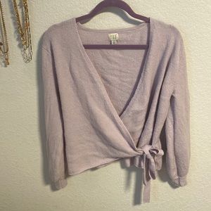 Lilac wrap front balletcore sweater